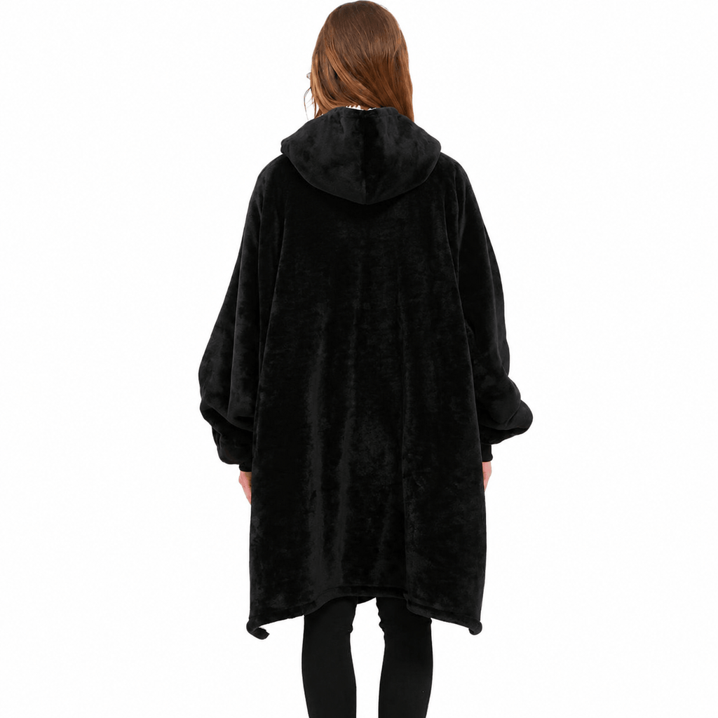 Black BardiHeat heated fleece rear view on a white background