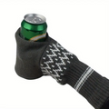 Grey BrewMitt knitted drink-holder mitten with a can on a white background