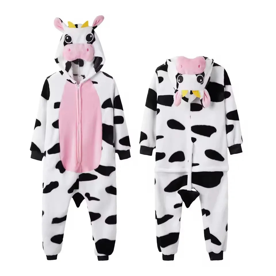 Cow hooded onesie front and back