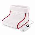 White Heated Foot Warmer with red piping and wired heat controller