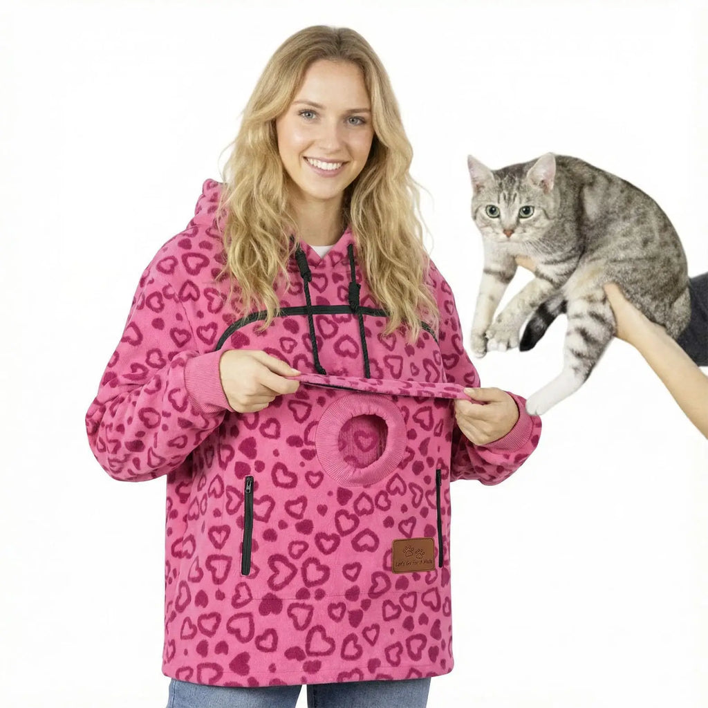 Rose Red Pet Pouch Fleece with the chest pet pouch opened
