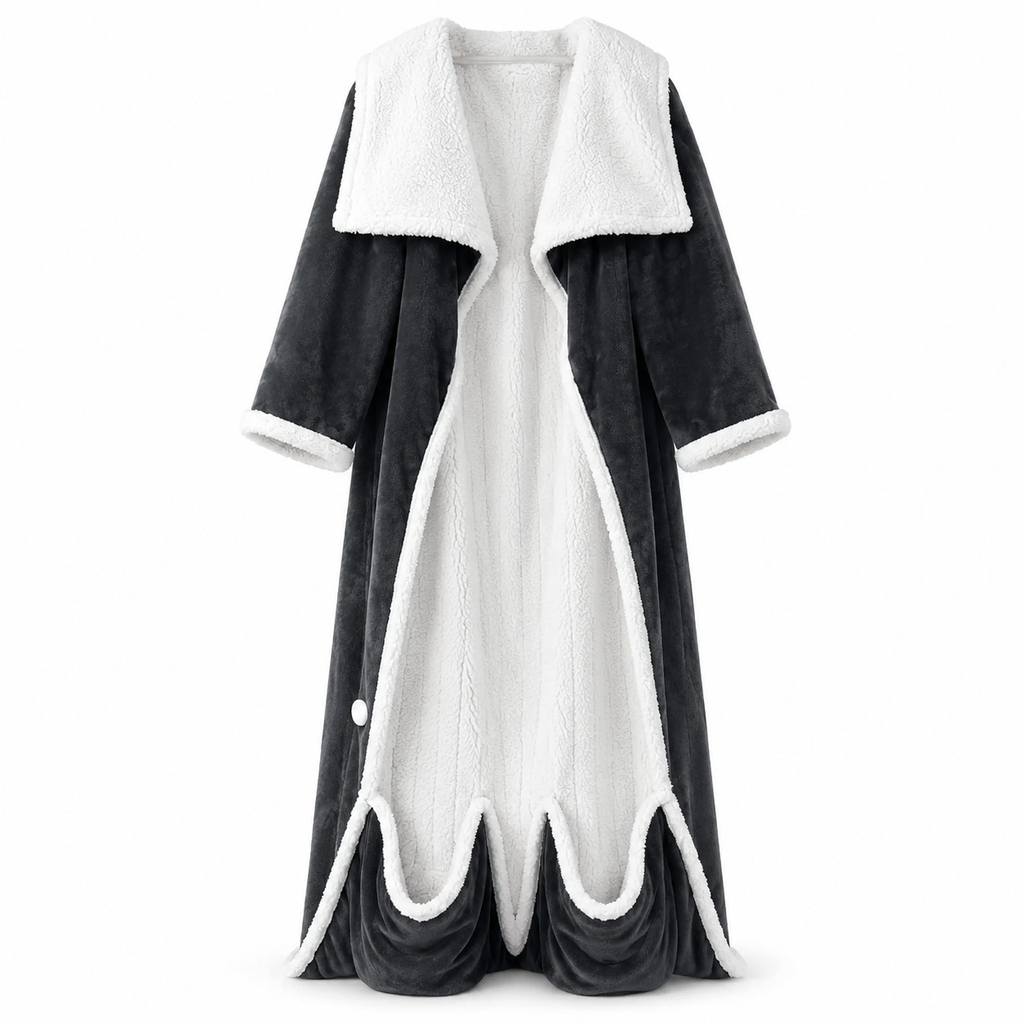 Sleeved Electric Blanket with two integrated foot-holder pockets on white