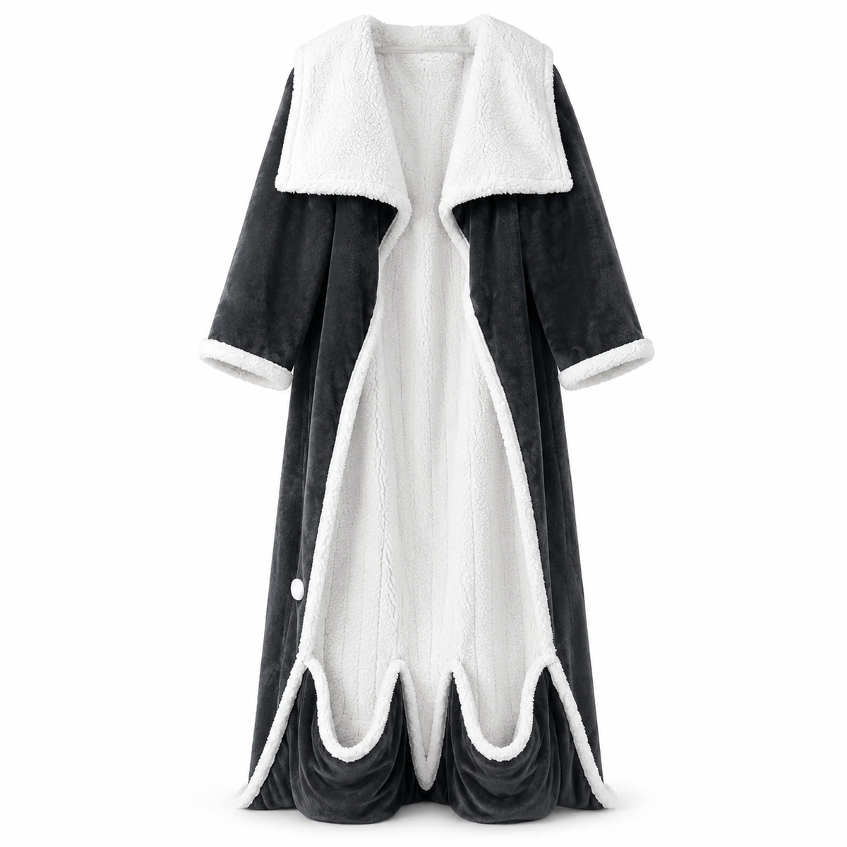 Sleeved Electric Blanket with two integrated foot-holder pockets on white