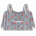 Grey Popcorn two-person hooded blanket on a solid white background