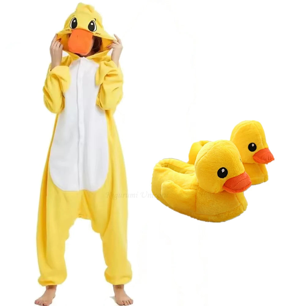 Yellow Duck Onesie Set with matching slippers